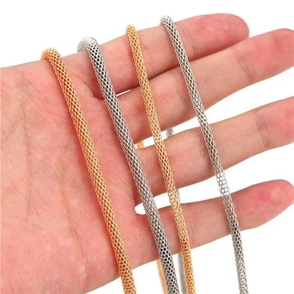 Premium High Quality Stainless Steel Popcorn Mesh Chain Necklace