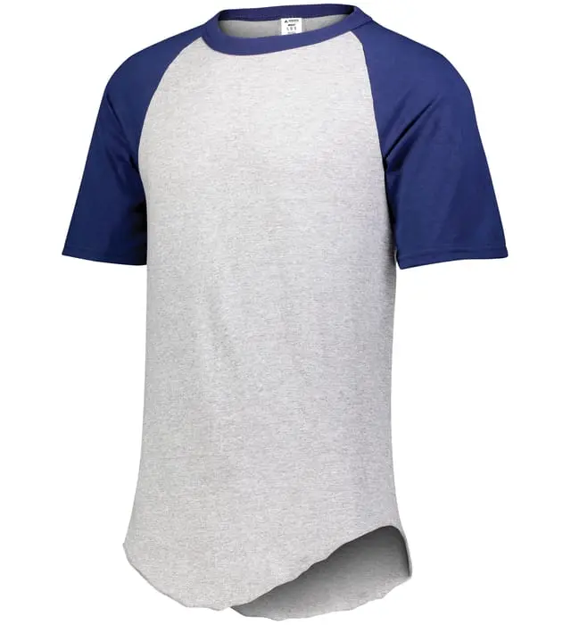 Augusta Sportswear Male 4.8oz Baseball Crew Neck Short Sleeve T-Shirt - Poly-Cotton Mix, Raglan Sleeves, Contrast Trim, Classic Athletic Fitted Cut, Breathable Solid Performance Top for Baseball & Softball, Training/Casual Wear, Plain, S, 4.8 Ounces, Clas
