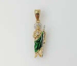 Plated Small Multicolor Saint Jude Thaddaeus Pendant