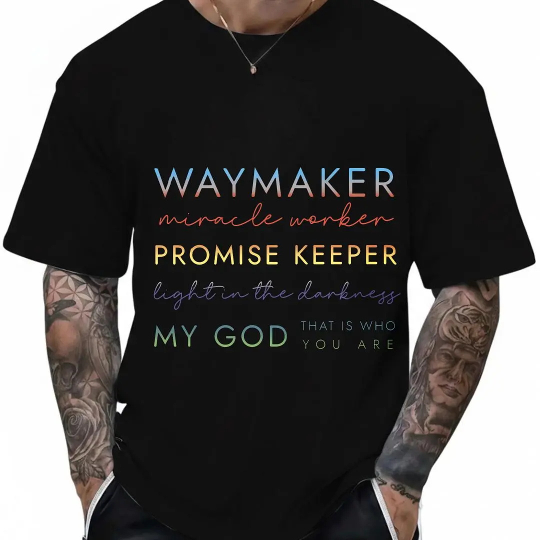 100% Cotton Waymaker Worker Promise Keeper Light In The Darkness My God That Is Who You Are T-Shirt Women Men Outdoor Casual Short Sleeve Comfortable And Versatile