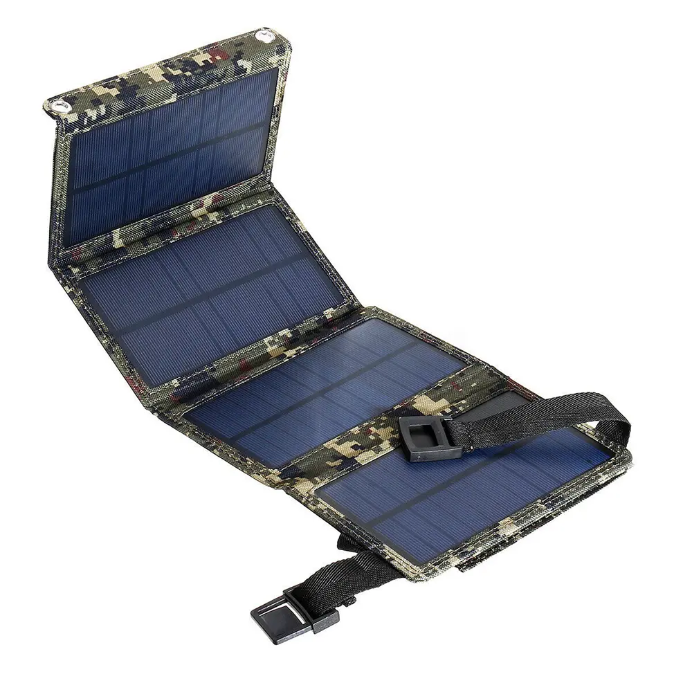 20W Foldable Camo Solar Panel IP65 Waterproof 5V USB Portable Monocrystalline Solar Charger Lightweight Solar Power Pack for Camping Hiking Travel Phone Tablet Flashlight