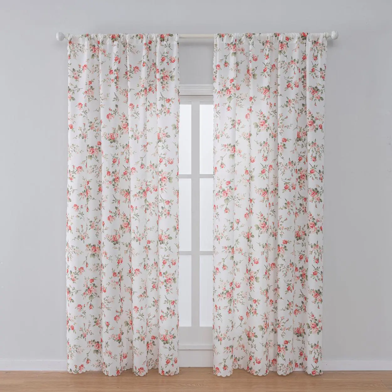 Floral Print Window Curtain, 2 Counts Simple Casual Window Drapes, Curtains Floral, Window Screen, Window Hanging for Home Living Room Bedroom Kitchen, Room Decor, Home Decor, Home Decoration Curtain, Home Decorative Curtain