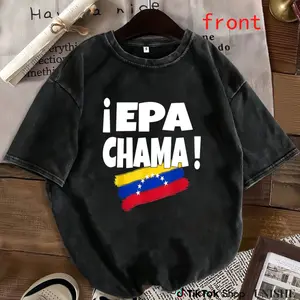 Comfortable Unisex Washed T-Shirt with Venezuelan Flag and Epa Chama Artwork