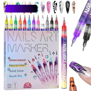 12 Color 3D Nail Art Pen Set, Dotting, Drawing, Liner & Graffiti Functions, DIY Manicure Tools for Nail Beauty, Ideal Valentine's Day Gift, Nail Art Markers #GLOBAL PICKS Nail Art Pens Nail Art Kit Nail Polish
