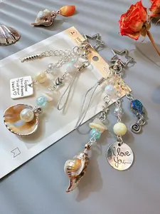 Advanced Feeling Y2K Shell Conch Fish Beads Versatile Keychain Fashion Handbag Pendant Beads Key Ring Jewelry Accessories Girls Gifts Keyrings