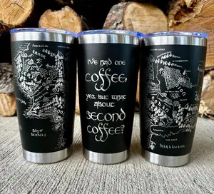 [Sale Up To 50%] [Made in USA] Lord of the Rings Tumbler 20oz 30oz – Middle Earth Map Cup, Second Coffee Quote Gift, LOTR Travel Mug for Fans, Hobbit Shire Fantasy Gift