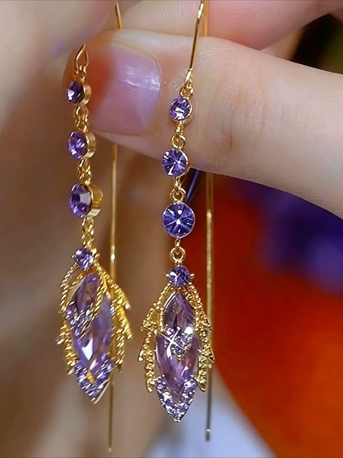 Elegant Leaf Pendant Earrings, Sparkling Rhinestone Jewelry, Fashion Jewelry Party, Perfect for Women's Party Accessories, Ideal Birthday Gift, Jewelry Gifts