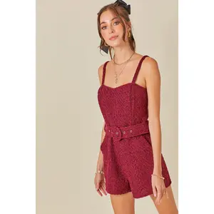 "Beverly Hills" Tweed Romper - Wine