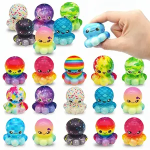 Octopus Slow Rise Toys Set, Individually Wrapped Small Foam Squishies, Stress Relief Squishy, Octopus Shape Squeeze Sensory Toy, Fun Fidget Toys for Kids' Parties