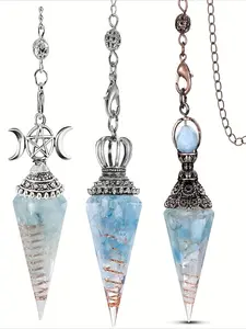 3pcs Aquamarine Pendulum Natural Crystal for Dowsing - Witchcraft Supplies, Wiccan Supplies And Tools, Crystals for Meditation Gift