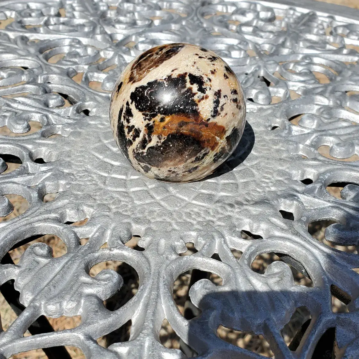 Natural polished Black Opal sphere