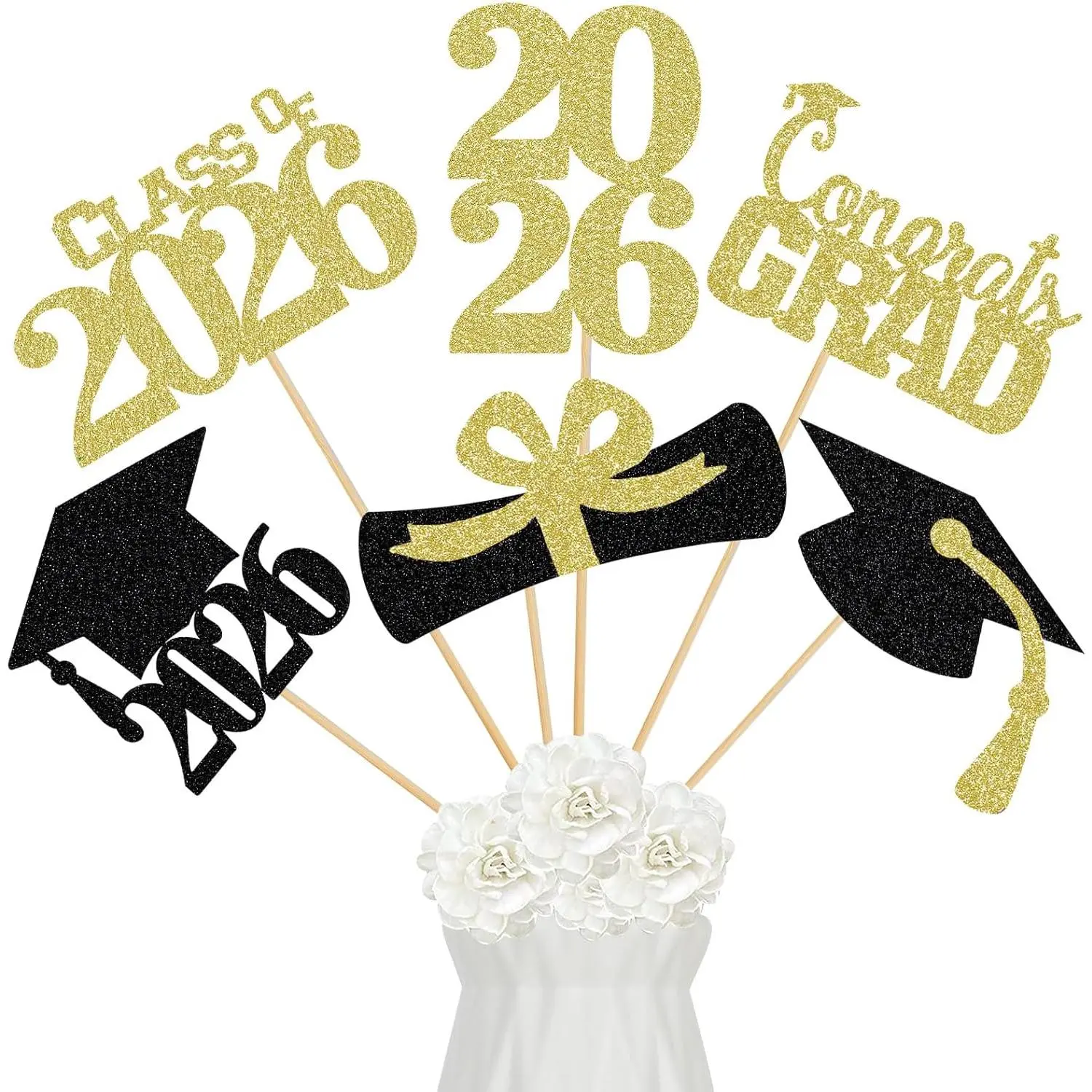 24 count 2026 Graduation Centerpieces Sticks , Class of 2026 Graduation Party Centerpieces Sticks for Tables 2026  2026 Graduation Table Centerpieces Decorations