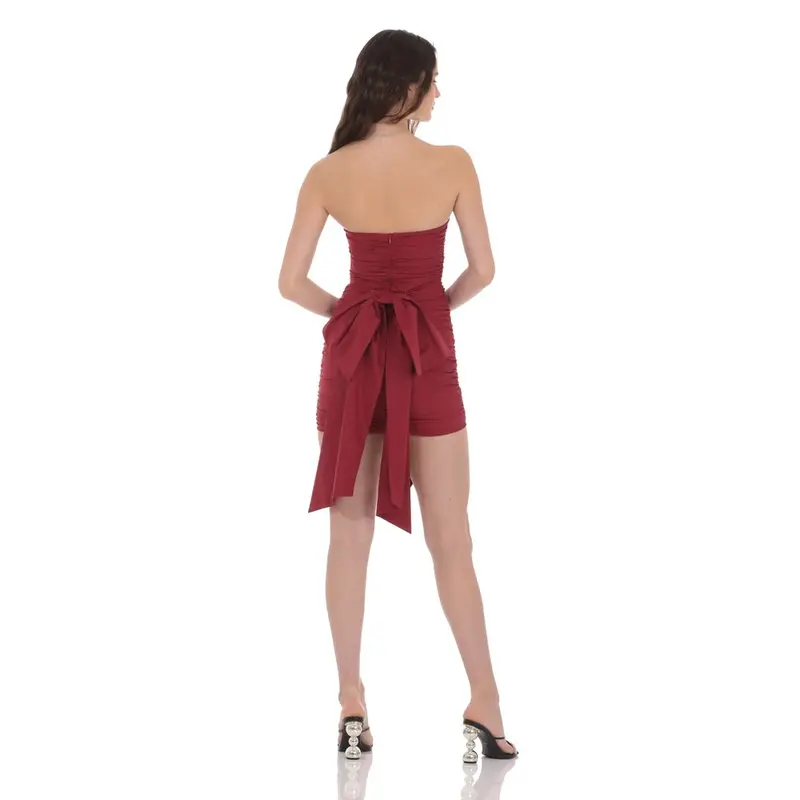 strapless open back dress Women's Orange Colour American Silk Embroidery Work Fully Stitched Gown Orange / XL main image 0