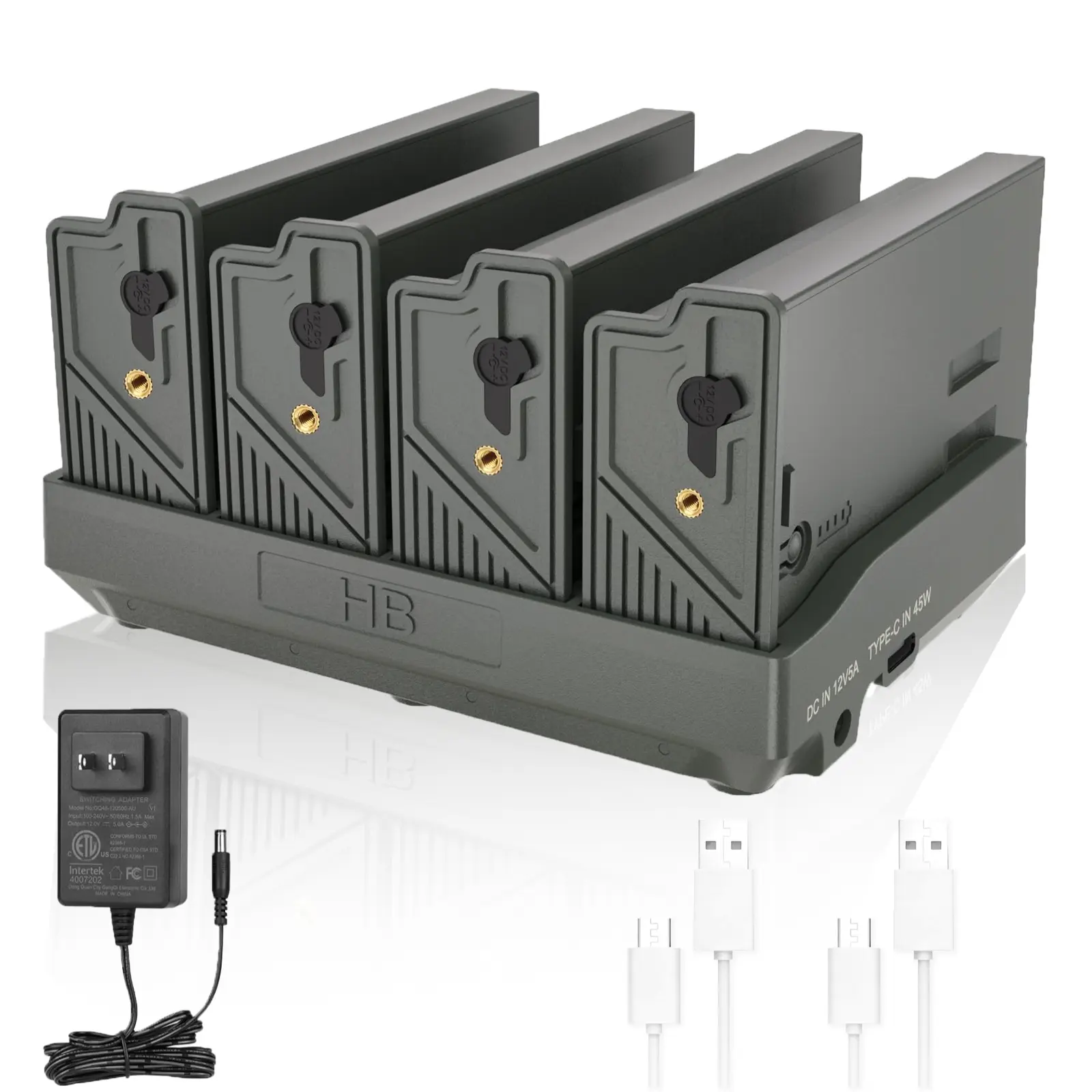 4-Pack EM6 6000mAh Rechargeable Batteries + 4-Port Charger & 2 Bonus Cables for TACTACAM Reveal (X Gen 3.0, Pro 3.0, X PRO, X 2.0, X, SK, XB) Cellular Trail Camera