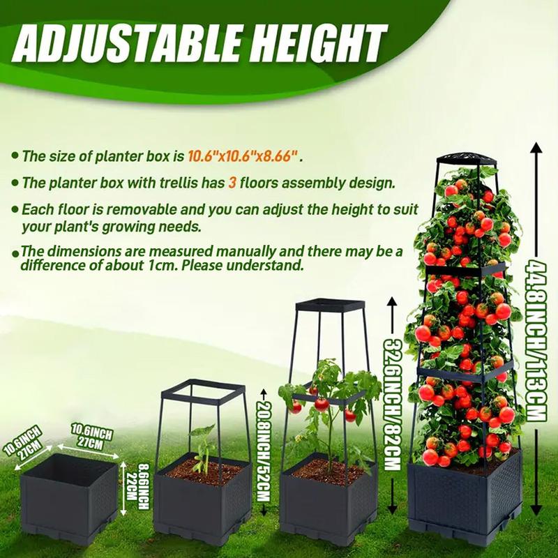 2pack 3 Tiered Tomato Planter with Trellis- 45"Raised Garden Bed Planter Box, Tomato Cage& Planter for Small Climbing Vegetables, ldealfor Patio, Indoor & Outdoor Gardening