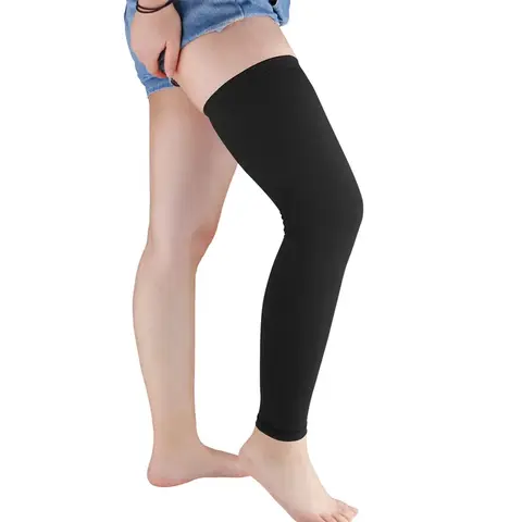 Unisex Copper-Infused Stretch Fabric Compression Leg Sleeves (1 Pair) - Breathable, Better Support, UPF 50+ UV Protection, Anti-Slip Bands, Outdoor Sports Gear, Active Recovery, Enhanced Circulation, For Anyone With Tired Heavy Legs