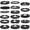 Leather Bracelet Set, 17-Piece Woven Braided Bracelets for Men and Women, Punk Jewellery Accessories, Stackable Bracelets, Available in Black and Brown, Bracelet Stacks
