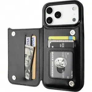 Phone Case for IPhone 17 ProMax Air 17 16 15 14 13 12 11 Pro Max 16 15 14 Plus/Pro Magnetic Clasp PU-Leather ID Credit Card Slots Stand Function Durable Shockproof Soft TPU Back Cover Rubber Wallet Case
