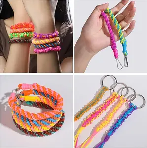 Lanyard String Kit, 12 Colors Plastic String Lacing Cord, Bright and Glitter Color, Lanyard String for Crafts, Bracelets and Jewelry Making String Weaving Kit for Craft DIY