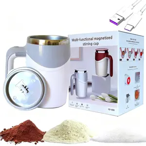 Rechargeable Electric Automatic Magnetic Self-Stirring Warming Rotating Mug - USB Travel Coffee/Tea/Hot Chocolate/Milk Mug - 13 oz (approx. 365.7 g) (Grey) Suitable for Office/Kitchen/Travel