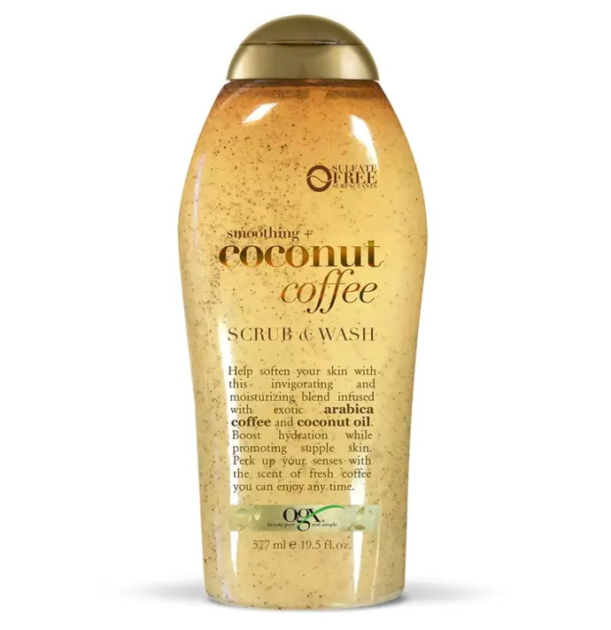 Smoothing + Coconut Coffee Exfoliating Body Scrub with Arabica Coffee & Coconut Oil, Moisturizing Body Wash for Dry Skin, Paraben-Free with Sulfate-Free Surfactants, 19.5 Fl Oz