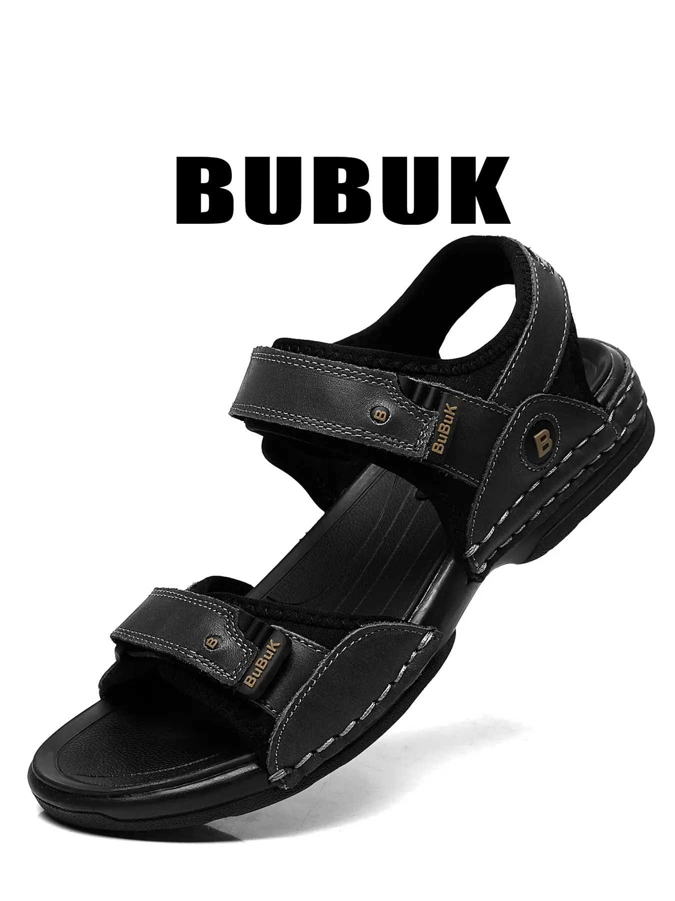 BUBUK Men's First Layer Cowhide Breathable Open Toe Strapy Sandals, Comfortable Anti-Slip Durable Fashion Outdoor Shoes, Versatile Casual Footwear, Slip Resistant Sandals, Breathable Summer Footwear, Stylish Summer Footwear