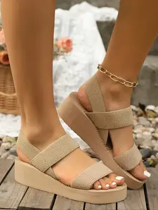Summer Trendy Women's Wedge Sandals, Elevated Sandals, High Wedge Sandals, Braided Style, Comfortable Breathable Versatile, Casual Fashion, Ideal for Daily Wear, All Seasons
