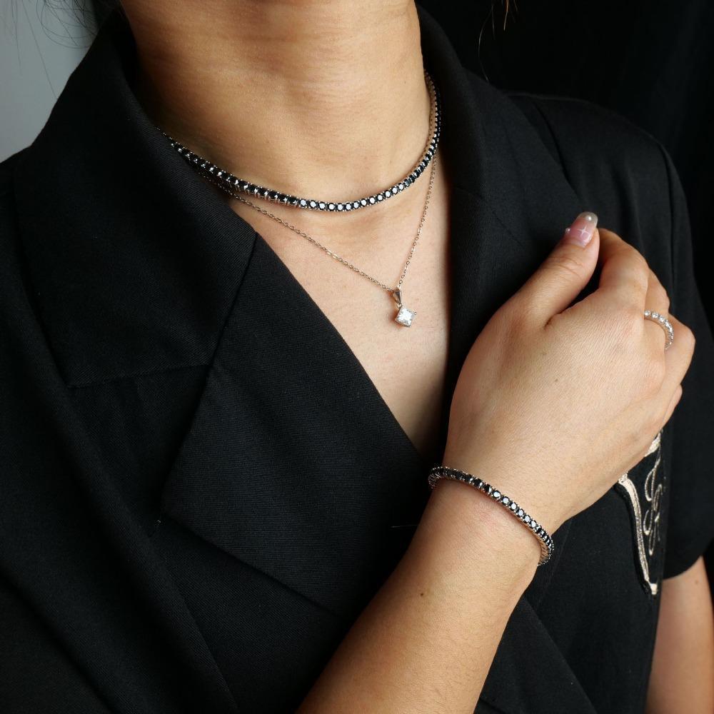 GRA Certified 3/4/5/6.5MM Black Moissanite Tennis Bracelet for Men Women Original 925 Sterling Silver Diamond Bracelets Jewelry