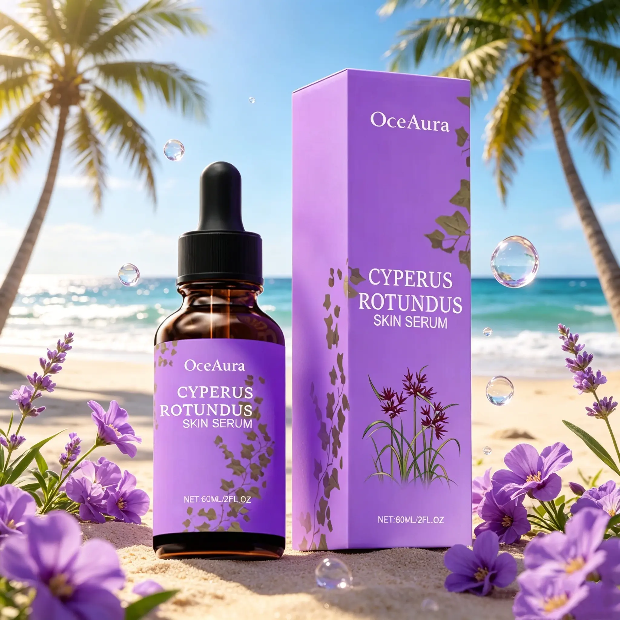 OceAura Cyperus Rotundus Oil Serum - Natural Hair Growth Inhibitor & Strawberry Legs Treatment - Post-Hair Removal Skin Repair Serum with Vitamin E & Olive Oil - Soothing & Hydrating for Sensitive Skin - 2 fl oz