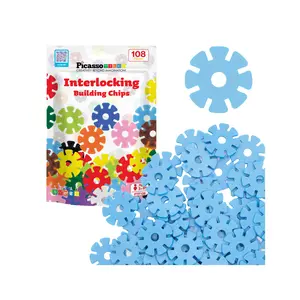 PicassoTiles Building Chip Interlocking Disc Construction Blocks in Color Light Blue