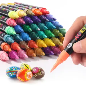 24/48/72/120 Color Acrylic Paint Markers, Dual Tip Brush Pens, Ideal for Stone, Wood, Calligraphy, Canvas, Ceramic, Metal, Glass, DIY Painting Supplies, Art Marker Pen