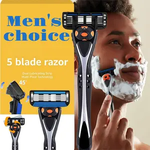 Men's Shaving Razor Set, 1 Ball Joint Handle, 12/24/36/48 Refills, 5 Layer Stainless Steel Blades, Sealed Packaging, Dustproof Waterproof Rustproof