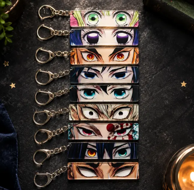 Demon Slayer Hashira Eye Acrylic Keychain, Translucent Anime Bag Accessory