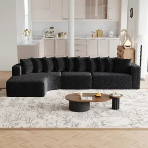 Aobtkel®131.1-inch Chenille Sectional Sofa Set, Modern Cloud-Shaped Curved Sofa, Includes 10 Pillows, Living Room Fabric Corner Sofa, L-Shaped Modular Sofa (Left Chaise)#Summervibes