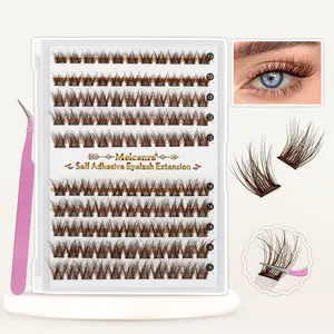 preglued eyelash with tweezer,self adhesive eyelash,brown eyelash,no glue need,easy to use