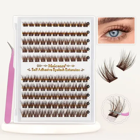 preglued eyelash with tweezer,self adhesive eyelash,Eyelash Extensions,brown eyelash,no glue need,easy to use,Easy Diy Eyelashes,Natural Look Lashes, Artificial Lashes, Longer Looking Lashes