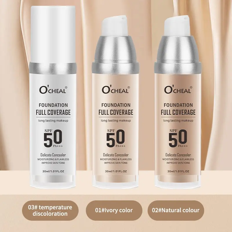 Miracle Color-Changing Liquid Foundation, Full Coverage, Natural Light to Medium Tone, Moisturizing Concealer, Long-Lasting Stay-On Makeup