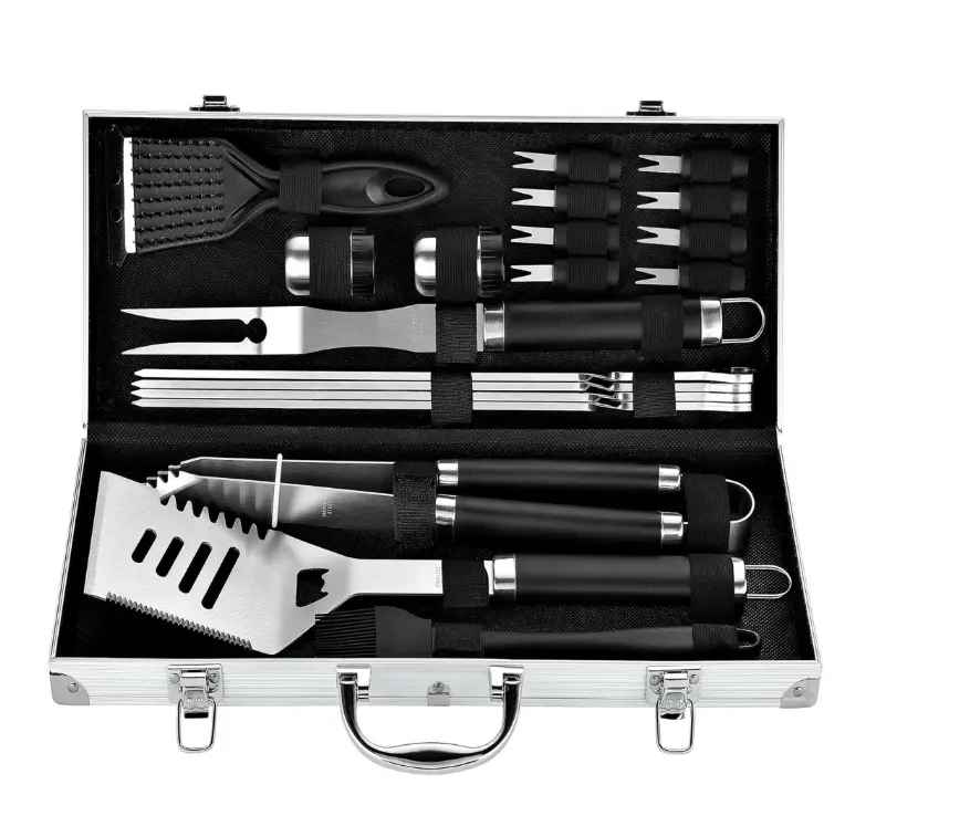 20pcs Professional BBQ Accessories Set - Heavy-Duty Stainless Steel Grill Tool Kit, Perfect Holiday Gift for Christmas & Fall & Winter Grilling, Camping & Family Gatherings