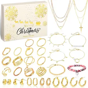 Advent Calendar Jewelry for Adult 24 Days Holiday Surprise Countdown with Necklace Earrings Ring Bracelets Christmas Gifts for Women Teen Girlfriend Mom