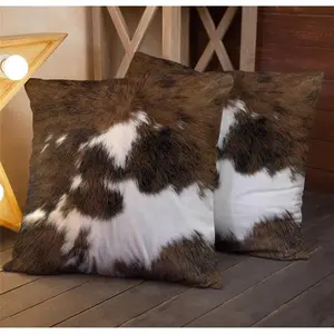 2 Packs Hidden Zippered Pillowcase Christmas Cowhide Accent Printing 18X18Inch,Decorative Throw Custom Cotton Pillow Case Cushion Cover for Home