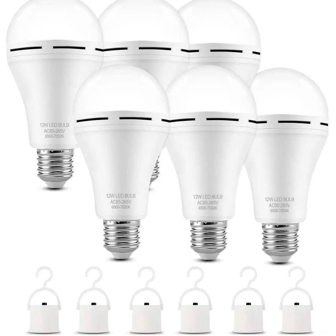 Rechargeable Emergency LED Light Bulbs, Battery-Powered 9W (60W Equivalent) 6000K Daylight E26 120V with 1200mAh for Home Power Outages, Camping