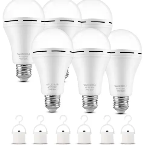 Rechargeable LED Emergency Light Bulb, E26 Base 120V Fit, 9W (60W Equivalent) 6000K Daylight, 1200mAh 3-level Battery 1.5W 110lm 220lm Led Emergency Lighting, Ideal for Camping Trips, Power Outage Backup