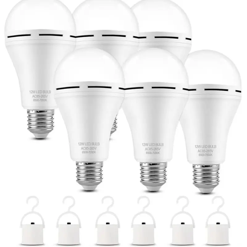 Rechargeable LED Emergency Light Bulb, E26 Base 120V Fit, 9W (60W Equivalent) 6000K Daylight, 1200mAh 3-level Battery 1.5W 110lm 220lm Led Emergency Lighting, Ideal for Camping Trips, Power Outage Backup