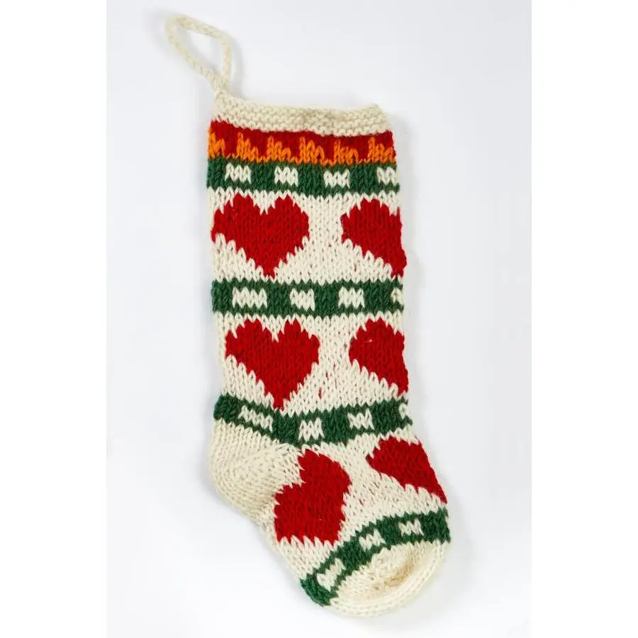 Hand Knit Boho Holiday Stocking