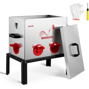 VEVOR Automatic Chicken Feeder, 85 lbs Capacity, 6 Feeding Ports No - Waste Poultry Feeder with Built - in Divider, with Latch Handle, Metal Construction, for Chickens Bantams Pheasants Poultry CoopVEVOR Super Brand Day