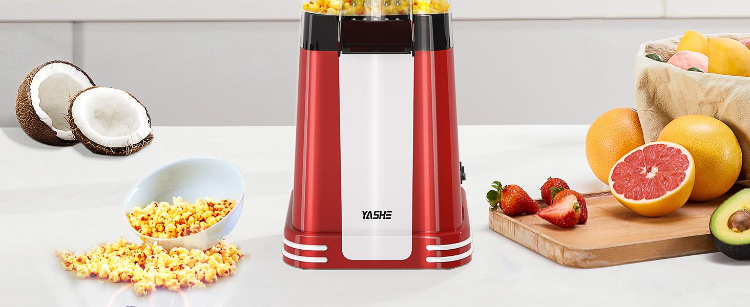YASHE Hot Air Popcorn Popper Maker - Retro Fast Popcorn Machine, Healthy Oil-Free Design, Ideal for Home Movie Nights and Holiday Gifts