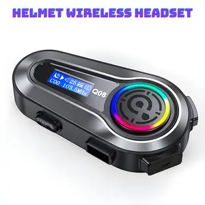 LCD Color Screen Q08 Motorcycle Helmet Bluetooth-compatible Earphones, Motorcycle Accessories, Bluetooth-compatible 5.3 RGB Light, 6 Eq Sound Effects, Ipx6 Waterproof, Fm/ai Voice Assistant
