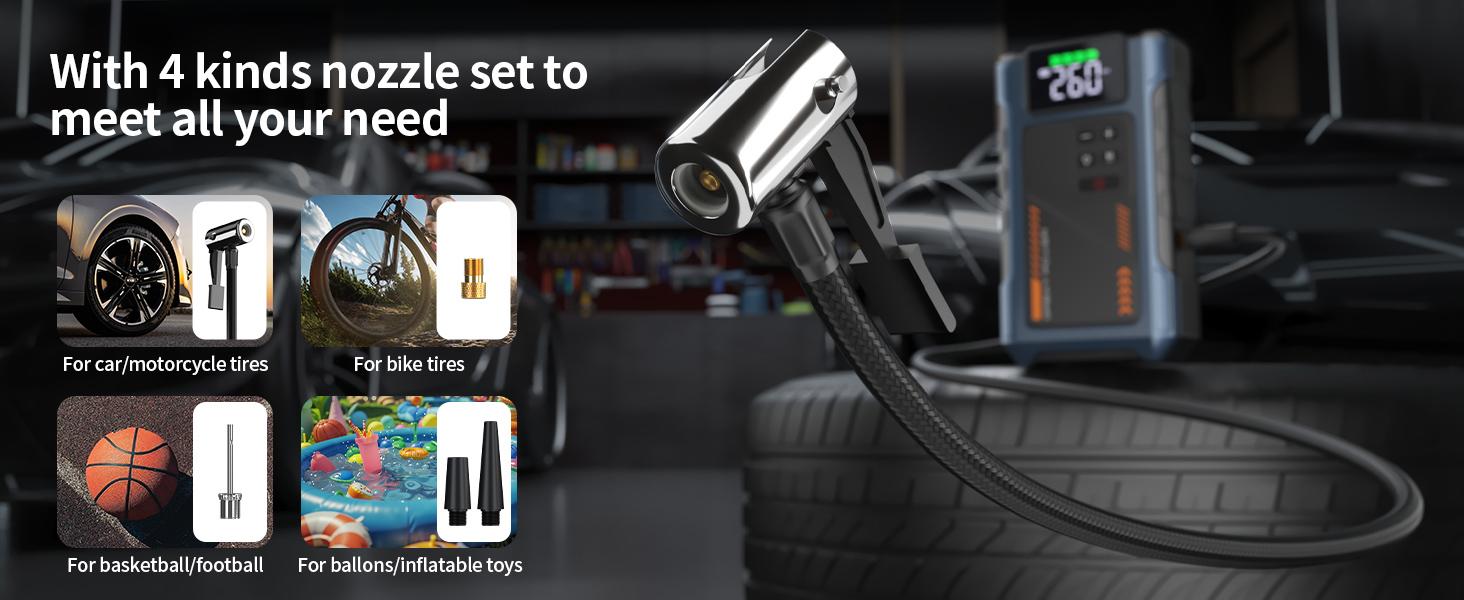 Car Battery Charger Jump Starter with Air Compressor, 3000A Jumper Box for Car Battery Portable Booster Jump Pack, 12V Jumpstart Combo 150PSI Car Tire Inflator Air Pump(Up to 8.0L Gas/6.5L Diesel) Vehicle