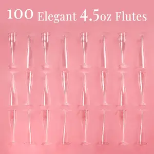 100 Clear Disposable Champagne Flutes - Glasses for Weddings, Parties, New Years Eve, Toasting&amp; Mimosas - 2024