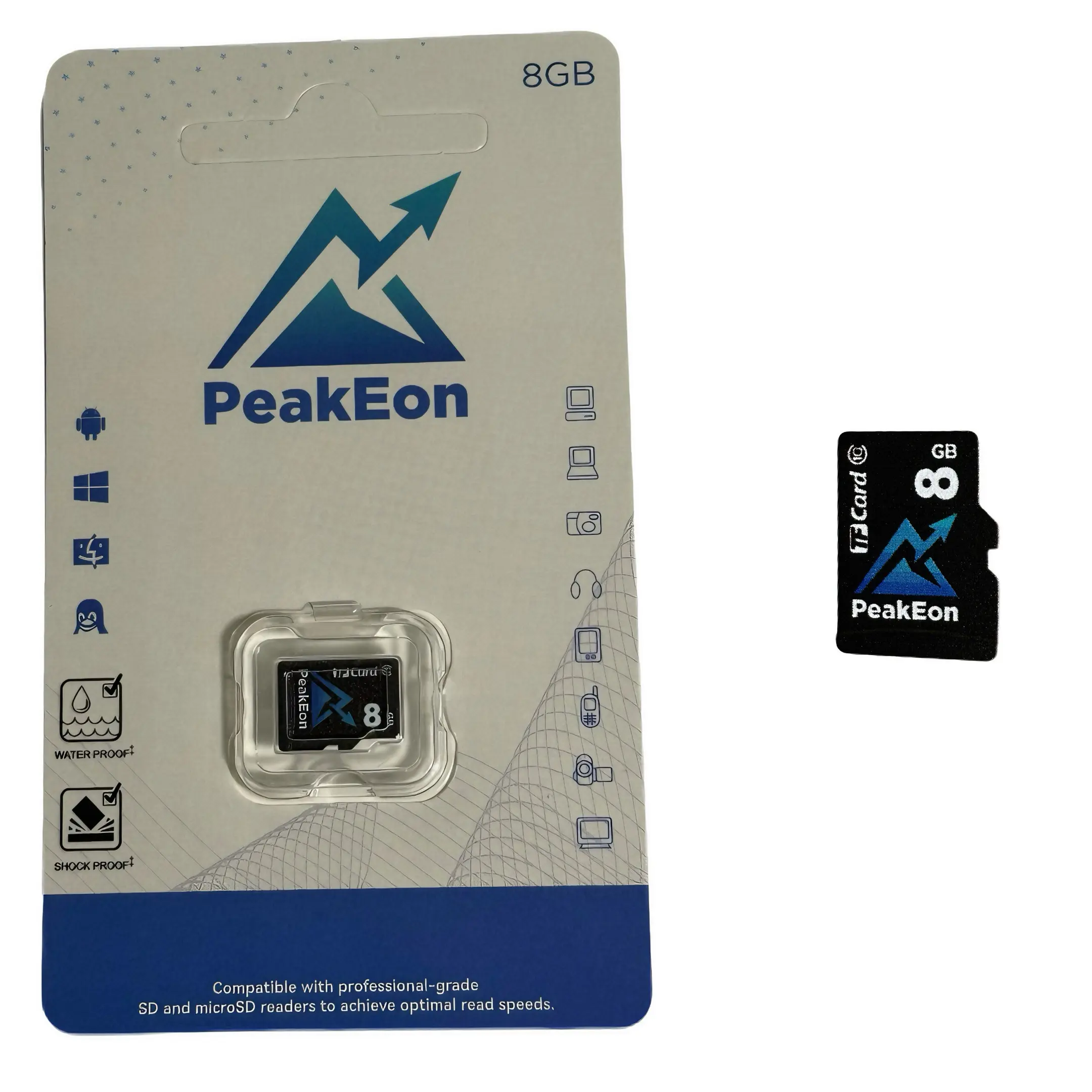 MicroSD TF Memory 8GB Card,4K/5K UHD, Waterproof, Shockproof,High Speed 130MB/s (8GB)